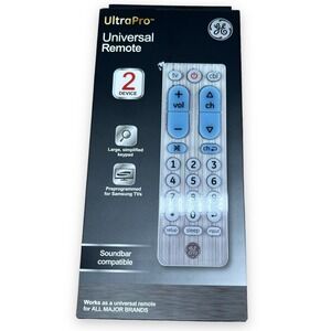 GE UltraPro Universal Remote Control 2 Device Large Keypad TV Soundbar All Brand